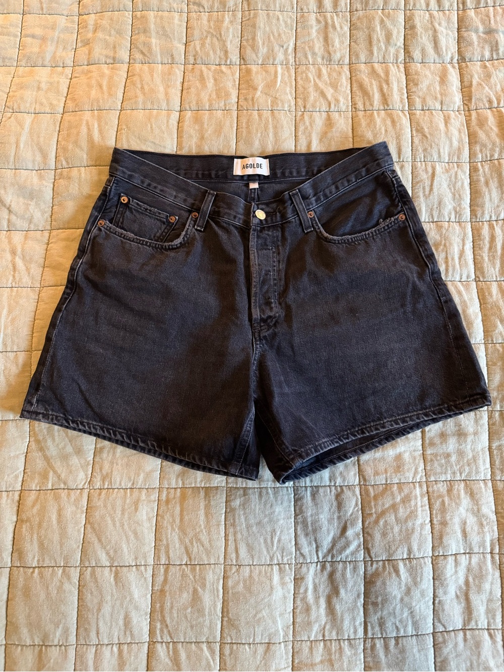 Agolde Black V-Waist Jean Shorts